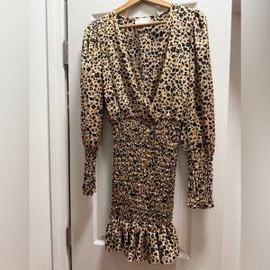 Smocked Leopard Print Mini Dress (ASOS)
